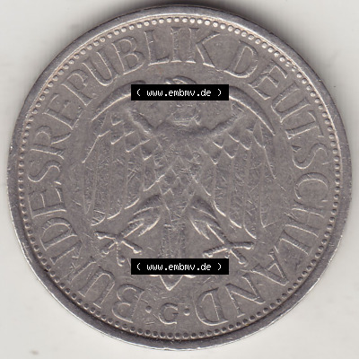 BRD Münzen 1 DM, Umlaufmünze 1950-2001, 1 DM Deutsche Mark, 1972 G-2. Vorderseite der Münze aus Deutschland Sammlung