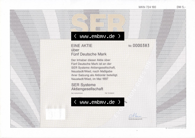 Alte Wertpapiere Bundesrepublik Deutschland in Deutsche Mark 1997, 5 DM, Fünf Deutsche Mark, SER Systeme Aktie (1) Sammlung