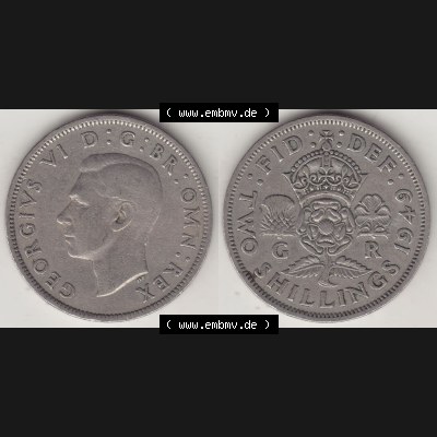 Alte Münzen Großbritannien Eurovorläufer, Umlaufmünze vor Euroeinführung 1949-1951, 2 Schilling, Shillings (Florin) 1949-2, George VI,... Sammlung