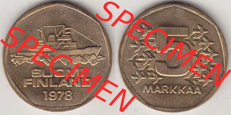 Münzen Finnland / SUOMI Eurovorläufer, Umlaufmünze vor Euroeinführung 1978-1978, Stempelglanz 1972-1978, 5 finnische Mark, Markkaa, 1978-1.... Sammlung