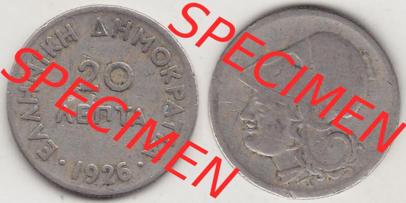 Münzen Griechenland Eurovorläufer, Umlaufmünze vor Euroeinführung 1926-1926, 20 Lepta Aenta 1926-1 (3) Sammlung