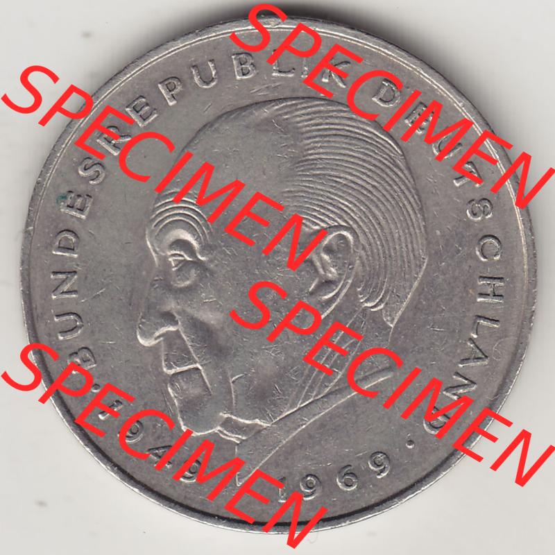 BRD Münzen 2 DM Gedenkmünze 1969-1987, 2 DM, Deutsche Mark Konrad Adenauer 1983-1 G. Rückseite der Münze aus Deutschland Sammlung