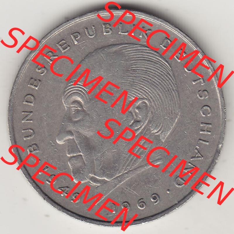 BRD Münzen 2 DM Gedenkmünze 1969-1987, 2 DM, Deutsche Mark Konrad Adenauer 1979-1 F. Rückseite der Münze aus Deutschland Sammlung