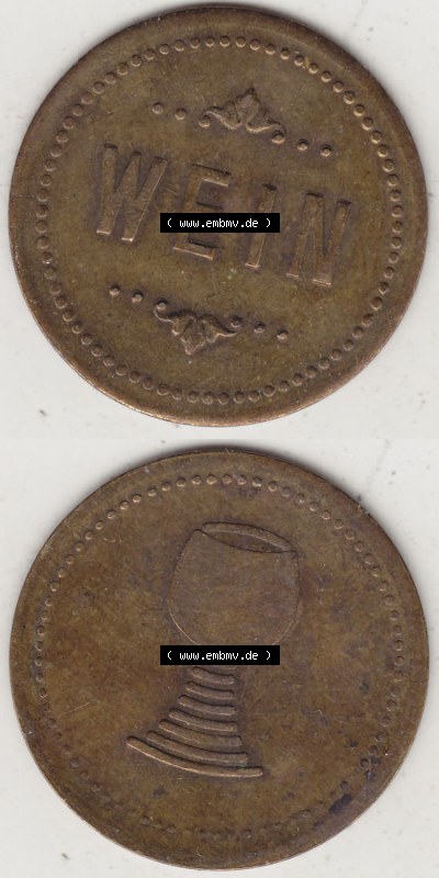Alte Wertmarken Allgemein Weinmarke Unbekannter Herkunft. Vorderseite und Rückseite vertikal untereinander zusammengefügt für... Sammlung