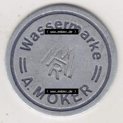 Alte Wertmarken Allgemein Wassermarke von A. Moker. Vorderseite einer Wertmarke. Das digitale Bild der Wertmarke dürfen private... Sammlung