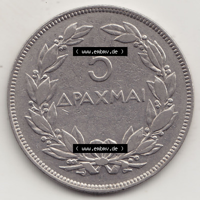 Münzen Griechenland Eurovorläufer, Umlaufmünze vor Euroeinführung 1930-1930, 5 Drachmen Apaxmai 1930 (Stück 1) (1) Sammlung
