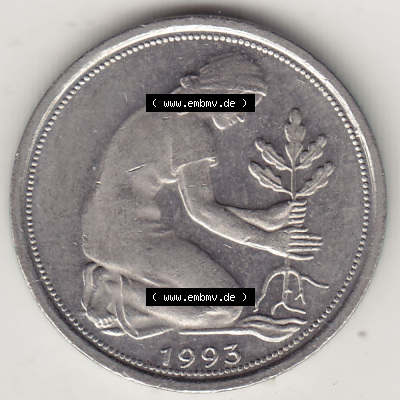 Münzen Deutschland 50 Pfennig der Deutschen Mark 1950-2001, 50 Pfennig 1993 F-1 (1) Sammlung