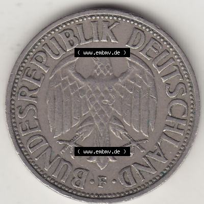 BRD Münzen 1 DM, Umlaufmünze 1950-2001, 1 DM Deutsche Mark, 1950 F-7. Vorderseite der Münze aus Deutschland Sammlung