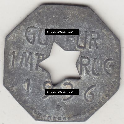 Alte Wertmarken Allgemein 1936, Brauerei-Vereinigung Nürnberg - Zirndorf. Rückseite einer Wertmarke. Das digitale Bild der Wertmarke dürfen private Sammler für sich... Sammlung