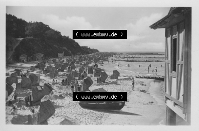 Alte Fotos von Ostseebad Koserow in Mecklenburg-Vorpommern 1953, Strand mit Steilküste, VEB Reprocolor Leipzig. Altes Foto aus... Sammlung